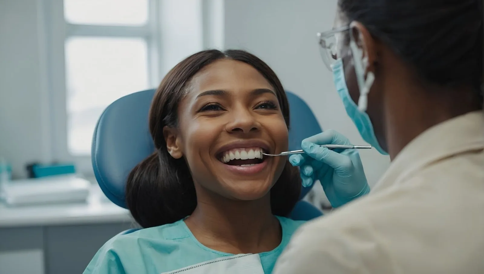 Patient at dentist Patient in dentist exam
